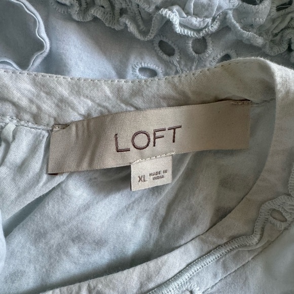 Loft Soft Blue Eyelet Lace Sleeveless Dress Size XL - Picture 4 of 6